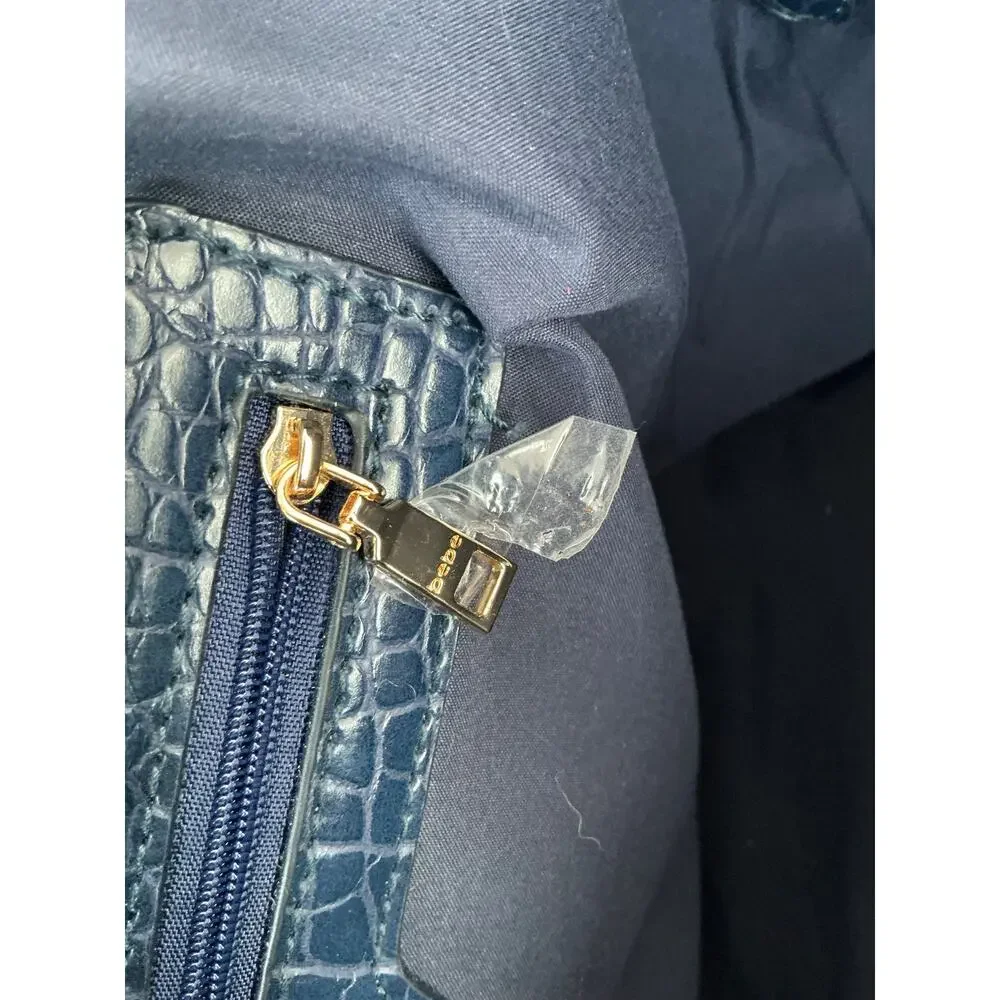 Bebe Navy Croc Embossed Large Tote Bag
